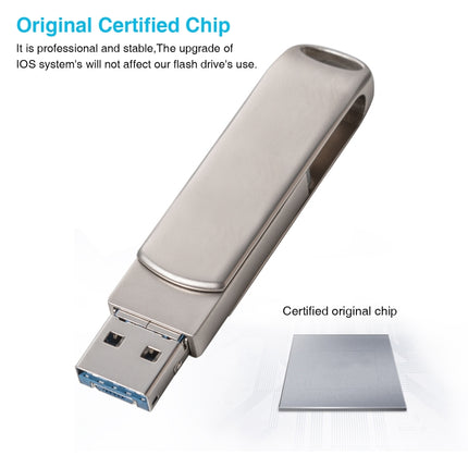 Richwell 3 in 1 32G Micro USB + 8 Pin + USB 3.0 Metal Rotating Push-pull Flash Disk with OTG Function(Silver)-garmade.com