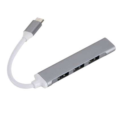 C809 USB 3.0 x 1 + USB 2.0 x 3 to USB-C / Type-C Multi-function Splitter HUB Adapter (Grey)-garmade.com