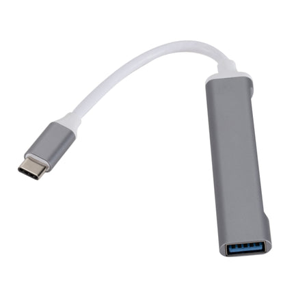 C809 USB 3.0 x 1 + USB 2.0 x 3 to USB-C / Type-C Multi-function Splitter HUB Adapter (Grey)-garmade.com