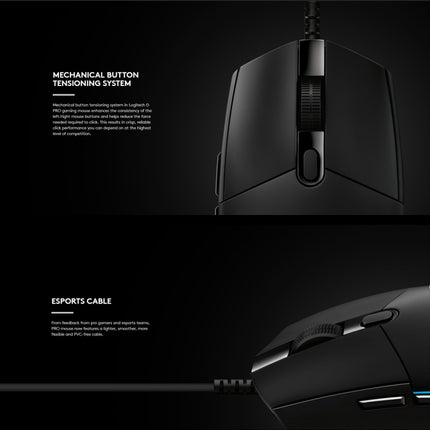 Logitech G Pro 16000DPI RGB Illumination Macro Programming Wired Optical Gaming Mouse, Length: 1.8m (Black)-garmade.com