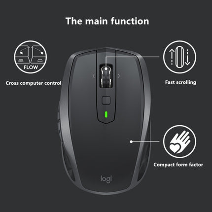 Logitech MX Anywhere 2S 4000DPI Bluetooth + Unifying Dual-mode Rechargeable Symmetrical Design Wireless Optical Gaming Mouse (Black)-garmade.com