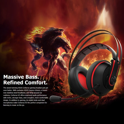 ASUS Cerberus V2 3.5mm Interface 53mm Speaker Unit Gaming Headset with Mic(Red)-garmade.com