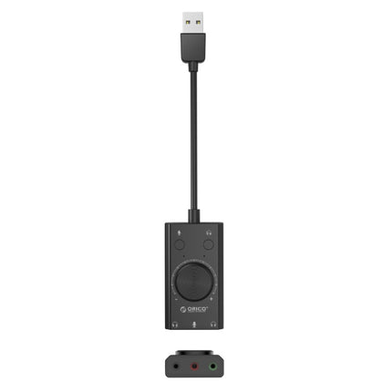ORICO SC2 Multi-function USB External Driver-free Sound Card with 2 x Headset Ports & 1 x Microphone Port & Volume Adjustment (Black)-garmade.com