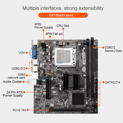 G41 DDR3 Desktop Computer Mainboard, Support for All Series LGA 775 / 771 Processors, Integrated Graphics-garmade.com