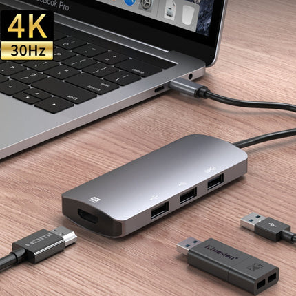 UC912 4 in 1 4K 30Hz USB 3.0 + 2 x USB 2.0 to USB-C / Type-C Multifunctional HUB Adapter-garmade.com