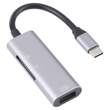 NK-3040 3 in 1 USB-C / Type-C Male to USB Female + SD / TF Card Slots Adapter SD / TF Card Reader-garmade.com