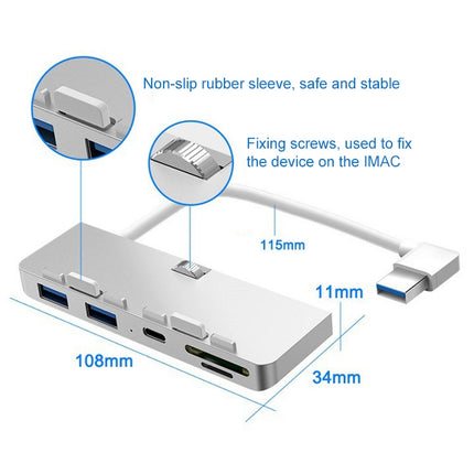 Rocketek For iMac Type-C / USB-C + Dual USB3.0 + SD / TF Multi-function HUB Expansion Dock-garmade.com