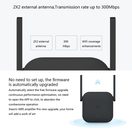 Xiaomi Mi WiFi Amplifier Pro 300Mbps WiFi Smart Extender Router with 2x2 External Antennas(Black)-garmade.com