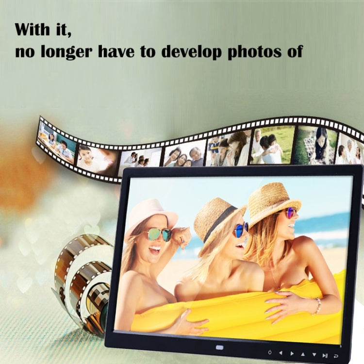 15.0 inch LED Display Digital Photo Frame with Holder / Remote Control, Allwinner, Support USB / SD Card Input / OTG(White)-garmade.com