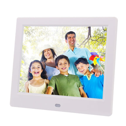 AC 100-240V 8 inch TFT Screen Digital Photo Frame with Holder & Remote Control, Support USB / SD Card Input (White)-garmade.com