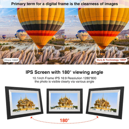G100 10.1 inch LCD Screen WIFI Cloud Album Digital Photo Frame Electronic Photo Album with Touch Rotating Screen & Video Push (AU Plug)-garmade.com