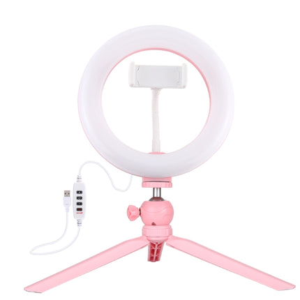 PULUZ 7.9 inch 20cm Light + Desktop Tripod Mount USB 3 Modes Dimmable Dual Color Temperature LED Curved Light Ring Vlogging Selfie Beauty Photography Video Lights with Phone Clamp(Pink)-garmade.com
