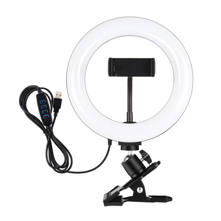 PULUZ 7.9 inch 20cm Ring Selfie Light + Monitor Clip 3 Modes USB Dimmable Dual Color Temperature LED Curved Vlogging Photography Video Lights Kits with Phone Clamp(Black)-garmade.com