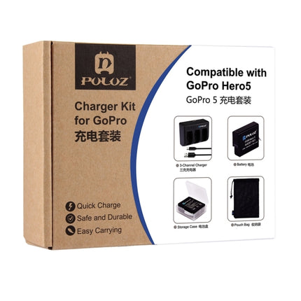 PULUZ 4 in 1 AHDBT-501 3.85V 1220mAh Battery + AHDBT-501 3-channel Battery Charger + Mesh Storage Bag + Battery Storage Box Kits for GoPro HERO7 /6 /5-garmade.com