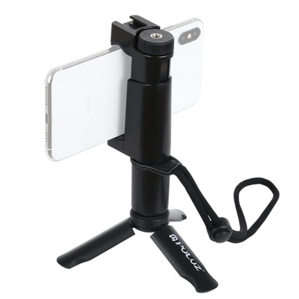 PULUZ Folding Plastic Tripod + Vlogging Live Broadcast Handheld Grip ABS Mount with Cold Shoe & Wrist Strap for iPhone, Galaxy, Huawei, Xiaomi, Sony, HTC, Google and other Smartphones-garmade.com