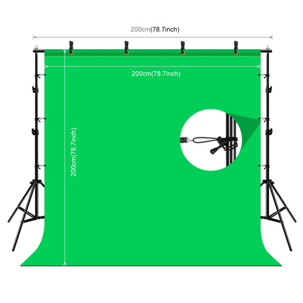 PULUZ 2x2m Photo Studio Background Support Stand Backdrop Crossbar Bracket Kit with Red / Blue / Green Backdrops-garmade.com