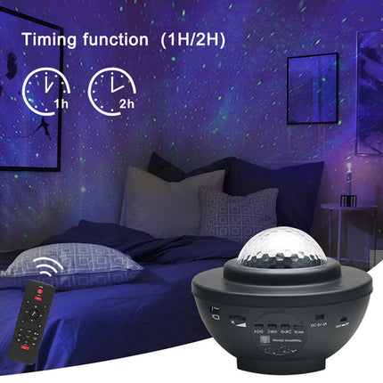 8W USB Charging Music Starry Sky Water Texture Light Atmosphere Lamp with Remote Control (White)-garmade.com