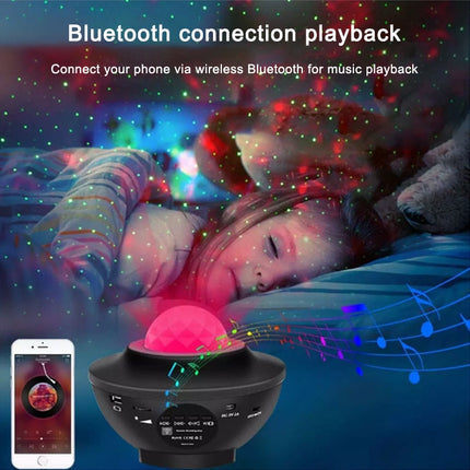 8W USB Charging Music Starry Sky Water Texture Light Atmosphere Lamp with Remote Control (Black)-garmade.com