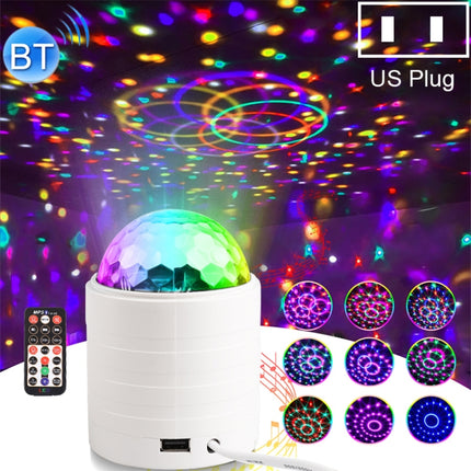 Bluetooth Crystal Magic Ball Stage Light with Remote Control, US Plug(White)-garmade.com