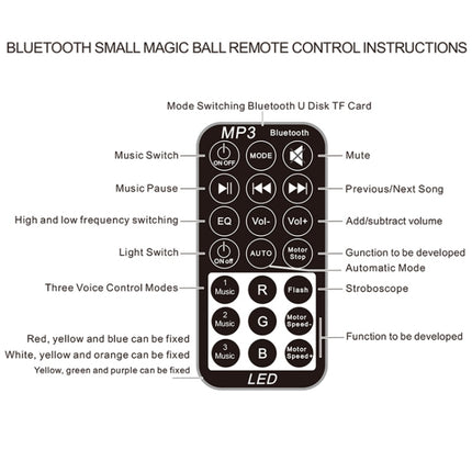 Bluetooth Crystal Magic Ball Stage Light with Remote Control, US Plug(White)-garmade.com