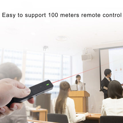 ASiNG A218 USB Charging 2.4GHz Wireless Presenter PowerPoint Clicker Representation Remote Control Pointer, Control Distance: 100m(Black)-garmade.com