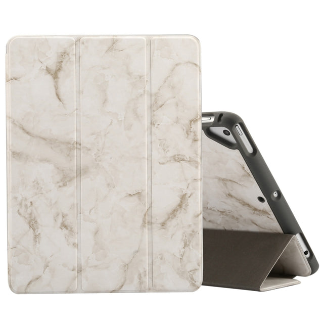 Marble Texture Pattern Horizontal Flip Case for iPad 9.7 (2018) , with Three-folding Holder & Pen Slots(Grey)-garmade.com