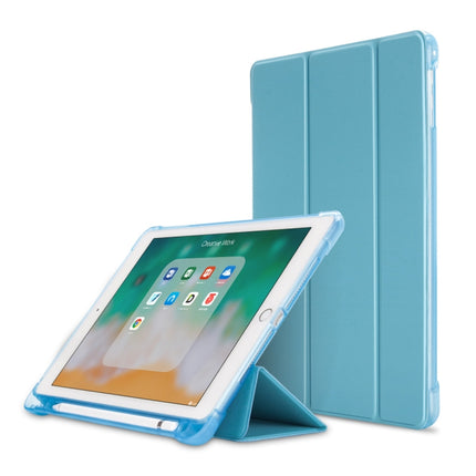 Litchi Texture Flip Leather Case for iPad 9.7(2017) / 9.7(2018)/ Air2 / Air, with Three-folding Holder & Pen Slots(Blue)-garmade.com