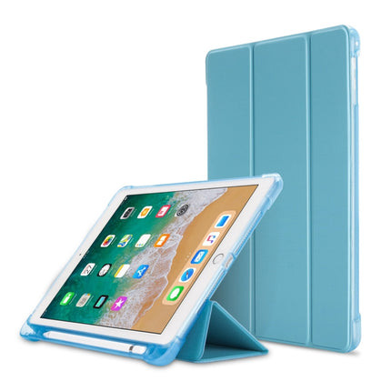 Litchi Texture Flip Leather Case for iPad 9.7(2017) / 9.7(2018)/ Air2 / Air, with Three-folding Holder & Pen Slots(Blue)-garmade.com