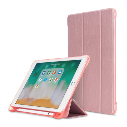 Litchi Texture Flip Leather Case for iPad 9.7(2017) / 9.7(2018)/ Air2 / Air, with Three-folding Holder & Pen Slots(Rose Gold)-garmade.com