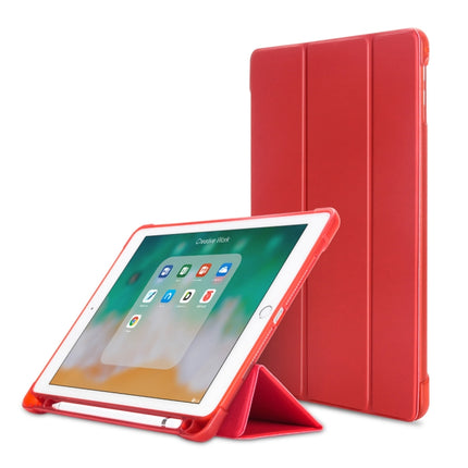 Litchi Texture Flip Leather Case for iPad 9.7(2017) / 9.7(2018)/ Air2 / Air, with Three-folding Holder & Pen Slots(Red)-garmade.com
