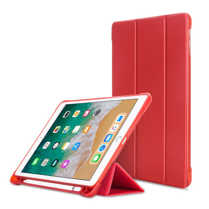 Litchi Texture Flip Leather Case for iPad 9.7(2017) / 9.7(2018)/ Air2 / Air, with Three-folding Holder & Pen Slots(Red)-garmade.com