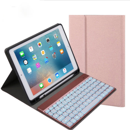 508A Detachable Bluetooth Keyboard + Horizontal Flip Leather Tablet Case with Holder & Colorful Backlight for iPad Pro 9.7 inch, iPad Air, iPad Air 2, iPad 9.7 inch (2017), iPad 9.7 inch (2018)(Champagne Gold)-garmade.com