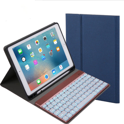 508A Detachable Bluetooth Keyboard + Horizontal Flip Leather Tablet Case with Holder & Colorful Backlight for iPad Pro 9.7 inch, iPad Air, iPad Air 2, iPad 9.7 inch (2017), iPad 9.7 inch (2018)(Blue)-garmade.com