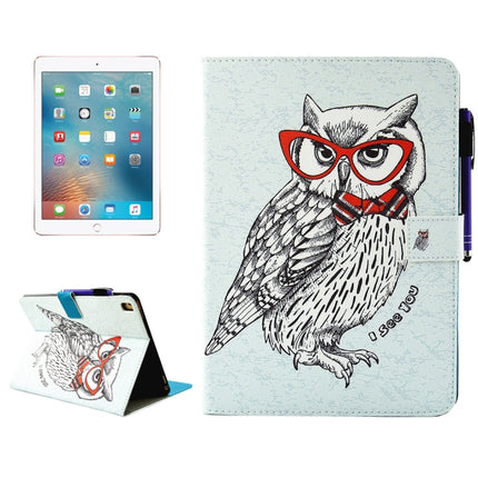For iPad Pro 9.7 inch Glasses Owl Pattern Horizontal Flip Leather Case with Holder & Wallet & Card Slots & Sleep / Wake-up Function & Pen Slot-garmade.com