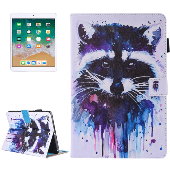 For iPad Air / iPad Air 2 Painting Colorful Raccoon Pattern Horizontal Flip Leather Case with Holder & Wallet & Card Slots & Pen Slot-garmade.com