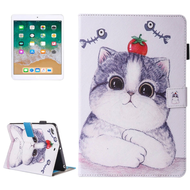 For iPad Air / iPad Air 2 Painting Tomato and Cat Pattern Horizontal Flip Leather Case with Holder & Wallet & Card Slots & Pen Slot-garmade.com