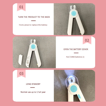Pet Cat and Dog LED Light Nail Clippers (Pink)-garmade.com
