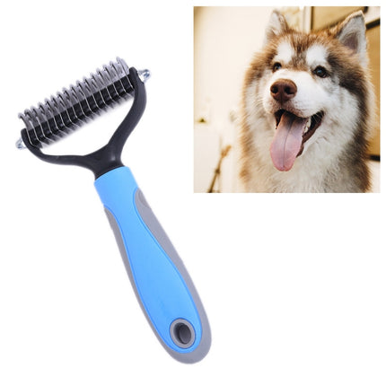 Pet Comb Beauty Cleaning Supplies Dog Stainless Steel Dog Comb, Size: 18x7cm (Blue)-garmade.com