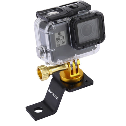PULUZ Aluminum Alloy Motorcycle Fixed Holder Mount with Tripod Adapter & Screw for GoPro HERO10 Black / HERO9 Black / HERO8 Black /7 /6 /5 /5 Session /4 Session /4 /3+ /3 /2 /1, DJI Osmo Action, Xiaoyi and Other Action Cameras(Gold)-garmade.com