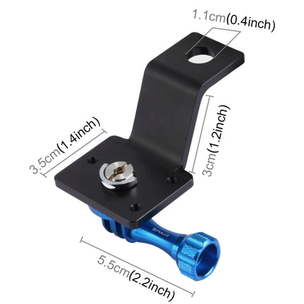 PULUZ Aluminum Alloy Motorcycle Fixed Holder Mount with Tripod Adapter & Screw for GoPro HERO10 Black / HERO9 Black / HERO8 Black /7 /6 /5 /5 Session /4 Session /4 /3+ /3 /2 /1, DJI Osmo Action, Xiaoyi and Other Action Cameras(Blue)-garmade.com