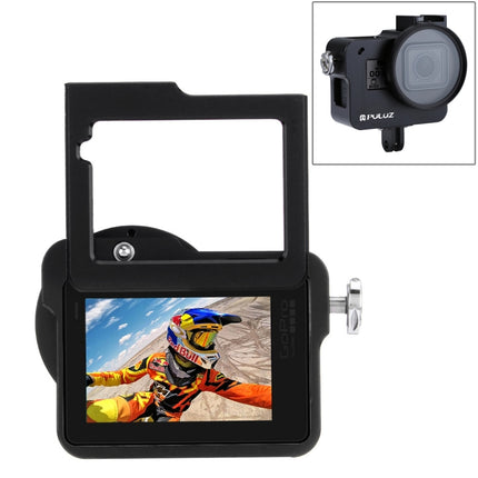 [US Warehouse] PULUZ Housing Shell CNC Aluminum Alloy Protective Cage with Insurance Frame & 52mm UV Lens for GoPro HERO(2018) /7 Black /6 /5(Black)-garmade.com