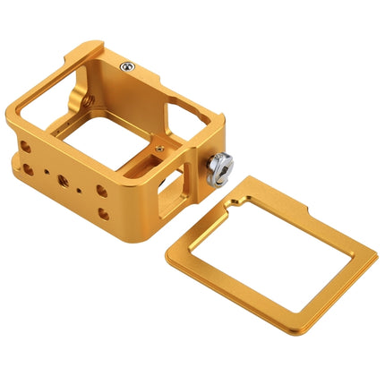 PULUZ Housing Shell CNC Aluminum Alloy Protective Cage with Insurance Frame & 52mm UV Lens for GoPro HERO(2018) /7 Black /6 /5(Gold)-garmade.com