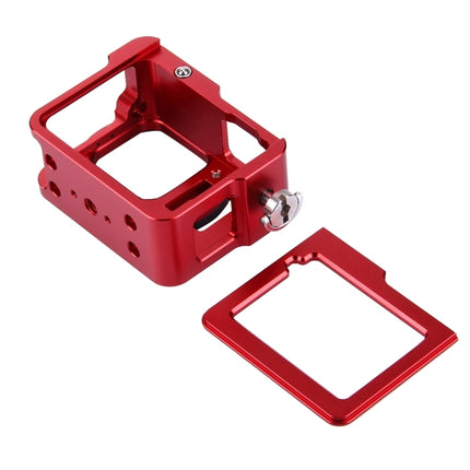 [US Warehouse] PULUZ Housing Shell CNC Aluminum Alloy Protective Cage with Insurance Frame & 52mm UV Lens for GoPro HERO(2018) /7 Black /6 /5(Red)-garmade.com