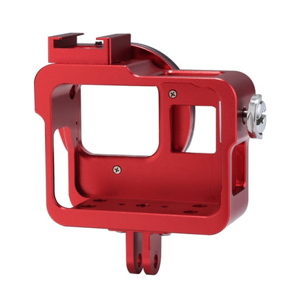 PULUZ Housing Shell CNC Aluminum Alloy Protective Cage with 52mm UV Lens for GoPro HERO(2018) /7 Black /6 /5(Red)-garmade.com