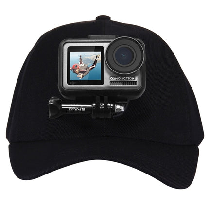 PULUZ Baseball Hat with J-Hook Buckle Mount & Screw for GoPro, DJI OSMO Action and Other Action Cameras(Black)-garmade.com