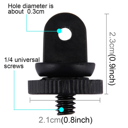 PULUZ Mini Size 1/4 inch Screw Tripod Mount Adapter for for GoPro HERO10 Black / HERO9 Black / HERO8 Black /7 /6 /5 /5 Session /4 Session /4 /3+ /3 /2 /1, DJI Osmo Action, Xiaoyi and Other Action Cameras, 3.9mm Diameter Screw Hole, 2.2cm Diameter-garmade.com