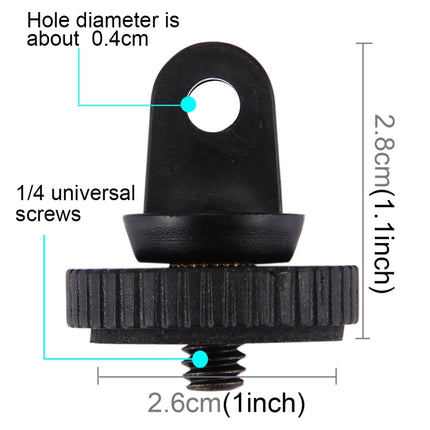 PULUZ 1/4 inch Screw Tripod Mount Adapter for GoPro HERO10 Black / HERO9 Black / HERO8 Black /7 /6 /5 /5 Session /4 Session /4 /3+ /3 /2 /1, DJI Osmo Action, Xiaoyi and Other Action Cameras 5mm Diameter Screw Hole, 3.3cm Diameter-garmade.com