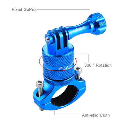 PULUZ 360 Degree Rotation Bike Aluminum Handlebar Adapter Mount with Screw for GoPro HERO10 Black / HERO9 Black / HERO8 Black /7 /6 /5 /5 Session /4 Session /4 /3+ /3 /2 /1, DJI Osmo Action, Xiaoyi and Other Action Cameras(Blue)-garmade.com