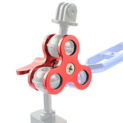PULUZ Triple Ball Clamp Close Hole Diving Camera Bracket CNC Aluminum Spring Flashlight Clamp for Diving Underwater Photography System(Red)-garmade.com