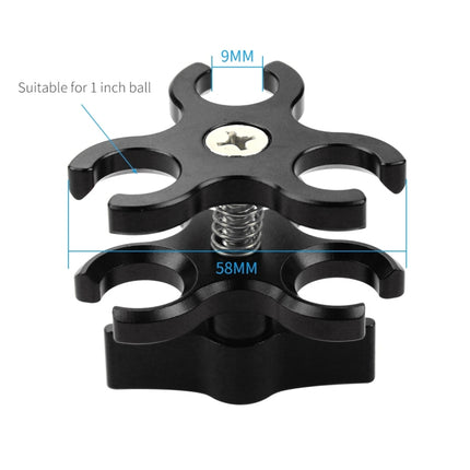 PULUZ Triple Ball Clamp Open Hole Diving Camera Bracket CNC Aluminum Spring Flashlight Clamp for Diving Underwater Photography System(Black)-garmade.com